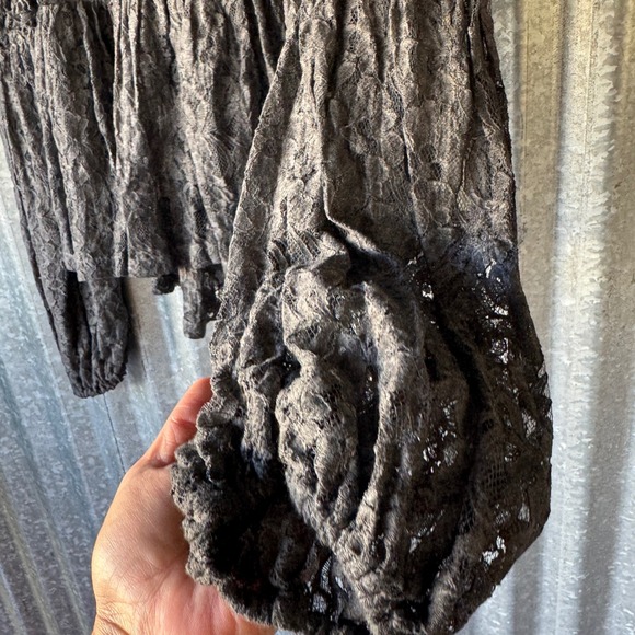 NWT Free People Grey Floral Lace Peplum Zip Up Jacket Puff Sleeve Boho Small NEW - Picture 12 of 15